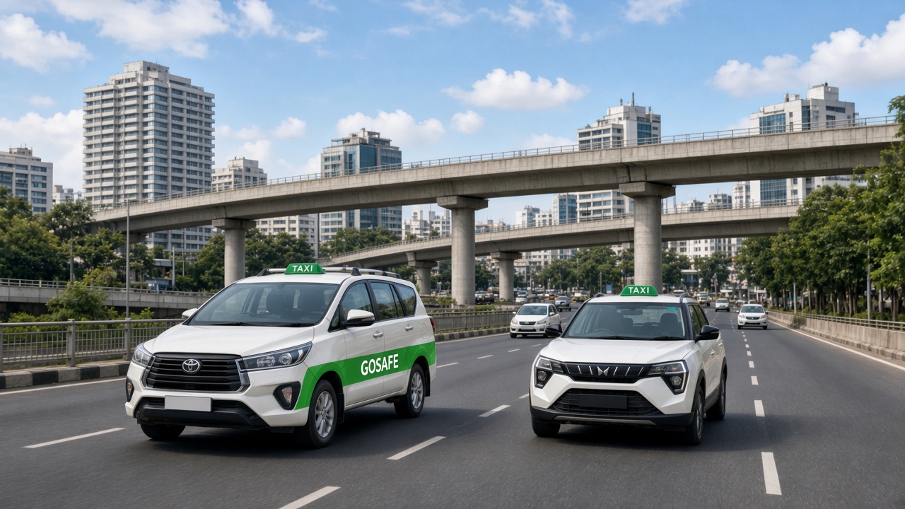 Indian city roads served by GOSAFE Innova and XUV taxis